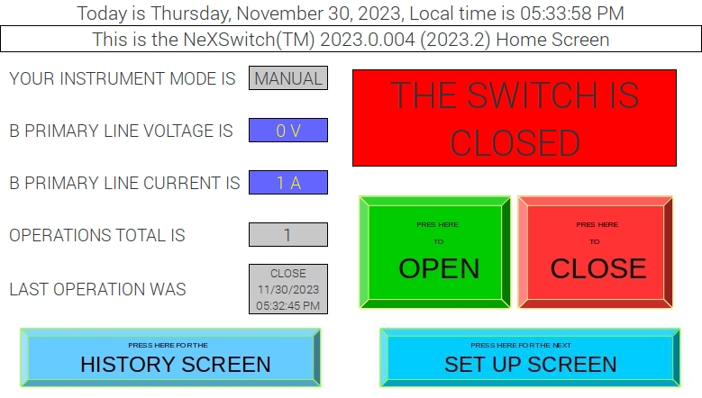 NeXSwitch Switch Control Screen