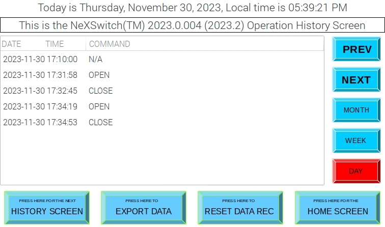 NeXSwitch Operation Screen